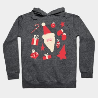 Red and White Retro Santa Pattern Hoodie